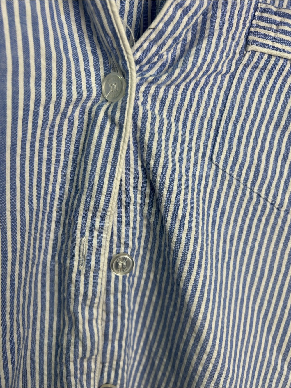 100% Cotton Petite Plume Striped Light Blue & White Relaxed Pajama Shirt - Picture 5 of 7